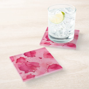 Pink on Pink Abstract Glass Coaster