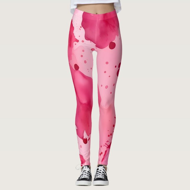 Pink on Pink Abstract Leggings (Front)