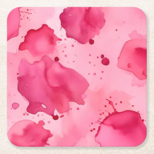 Pink on Pink Abstract Square Paper Coaster