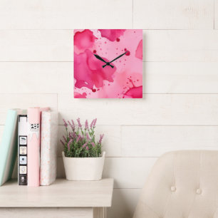 Pink on Pink Abstract Square Wall Clock