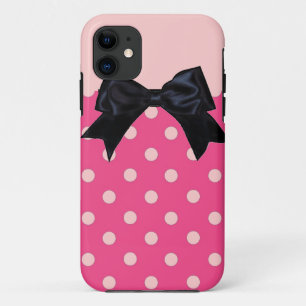 Pink on pink black ribbon polka dot iphone 5 case