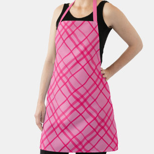 Pink On Pink Grid Line Plaid Design Apron