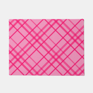 Pink On Pink Grid Line Plaid Design Doormat