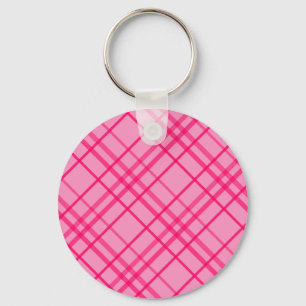 Pink On Pink Grid Line Plaid Design  Key Ring