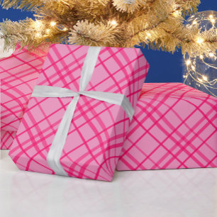 Pink On Pink Grid Line Plaid Design Wrapping Paper