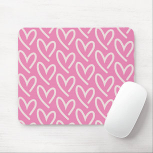 Pink on Pink Square Heart Mouse Pad