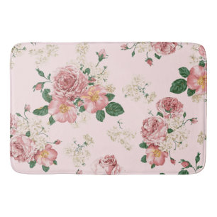 Pink on Pink Vintage Floral  Bath Mat