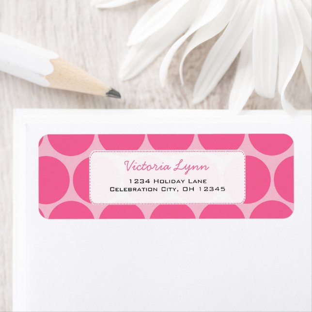 Pink On Pink Whimsical Dots Return Address Label (Insitu)