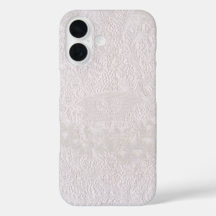 Pink On White Decorative Lace iPhone 16 Case