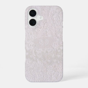 Pink On White Decorative Lace iPhone 16 Case