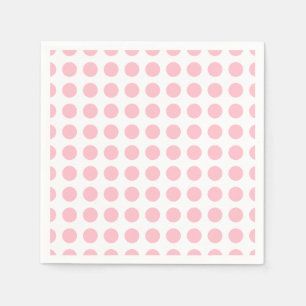 Pink on White Large Size Horiz. Polka Dots Paper Napkin