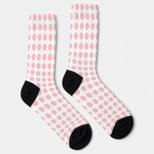 Pink on White Large Size Horiz. Polka Dots Socks