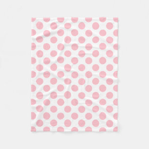 Pink on White Large Size Polka Dots Fleece Blanket