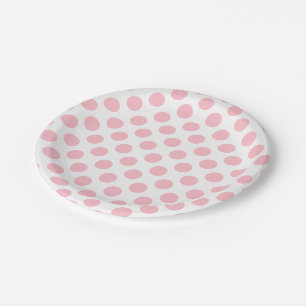 Pink on White Large Size Polka Dots Paper Plate