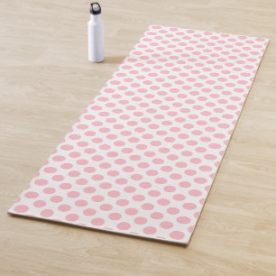 Pink on White Large Size Polka Dots Yoga Mat