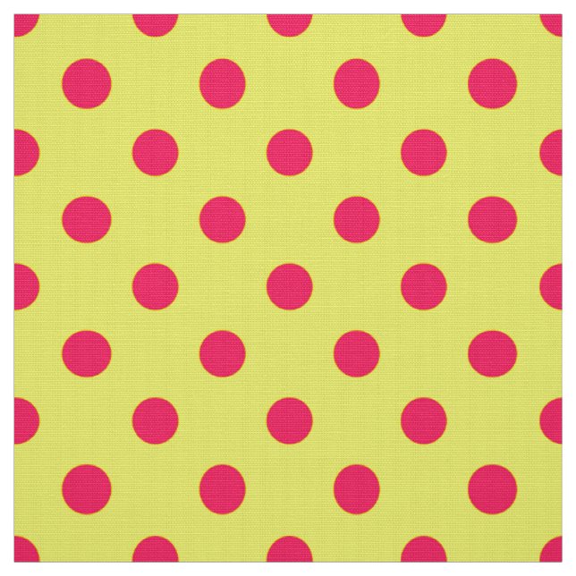 Pink On Yellow Polka Dots Pattern Design  Fabric (Swatch)