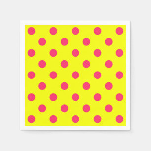 Pink On Yellow Polka Dots Pattern Design  Napkin