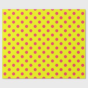 Pink On Yellow Polka Dots Pattern Design Wrapping Paper