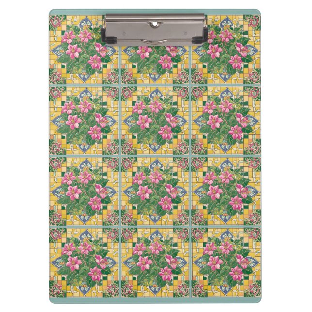 Pink on Yellow Tile Clipboard (Front)