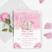 Pink Once Upon a Time Princess Birthday Invitation