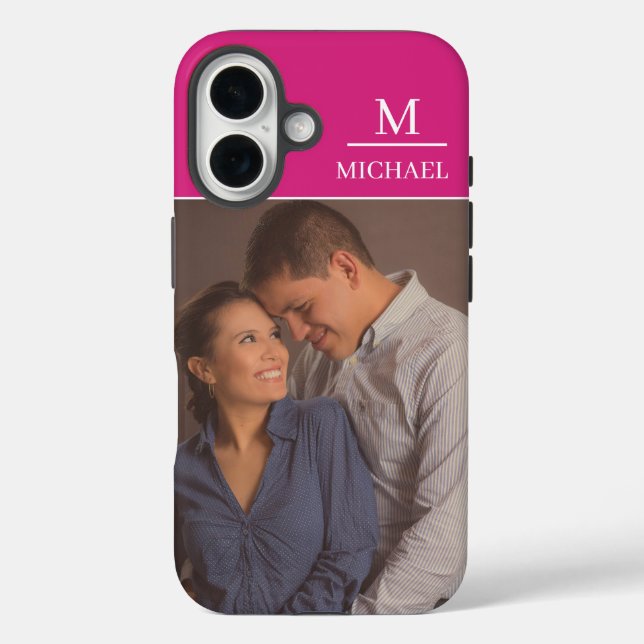 Pink One Photo Name and Initial  Case-Mate iPhone Case (Back)