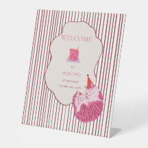 Pink One Silly Cat 1st Birthday Welcome
