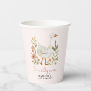Pink One Silly Goose Birthday Paper Cups
