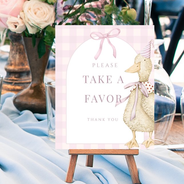 Pink One Silly Goose Favour Sign Poster (Pink One Silly Goose Favor Sign Poster)