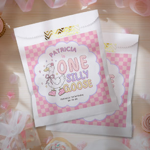 Pink One Silly Goose-Girl First Birthday Favour Bag
