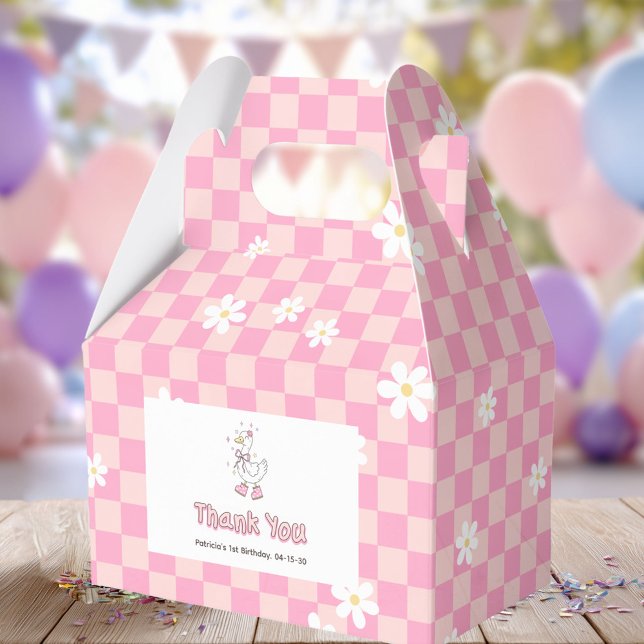 Pink One Silly Goose - Girl First Birthday Favour Box (Pink One Silly Goose. Girl First Birthday Favor boxes.)