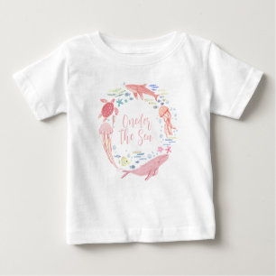 Pink Oneder The Sea 1st Birthday Baby T-Shirt