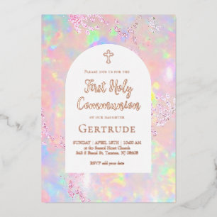 pink opal First Holy Communion