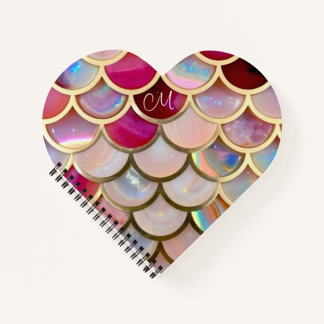 Pink Opal Iridescent Mermaid Scales Notebook (Front)