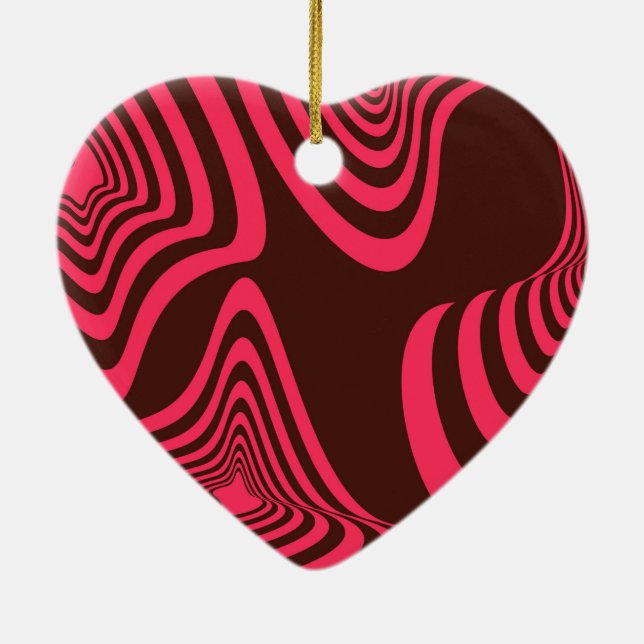 Pink, optic, trendy, cool abstract geometric shape ceramic ornament (Back)