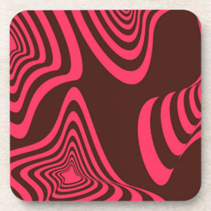Pink, optic, trendy, cool abstract geometric shape coaster
