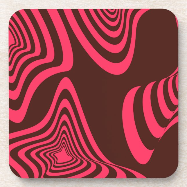 Pink, optic, trendy, cool abstract geometric shape coaster (Front)