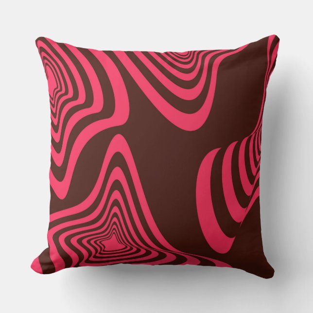 Pink, optic, trendy, cool abstract geometric shape cushion (Front)