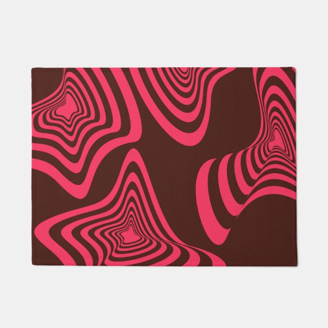 Pink, optic, trendy, cool abstract geometric shape doormat (Front)