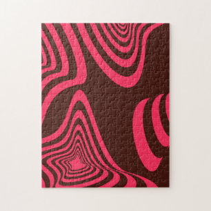 Pink, optic, trendy, cool abstract geometric shape jigsaw puzzle