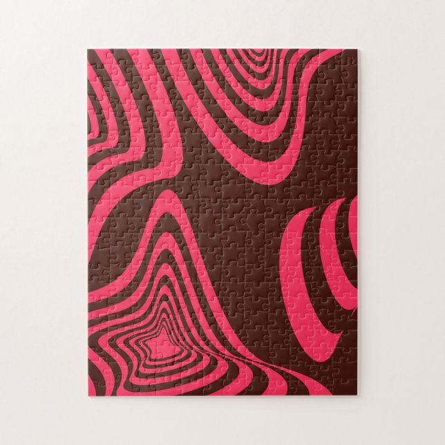 Pink, optic, trendy, cool abstract geometric shape jigsaw puzzle (Vertical)