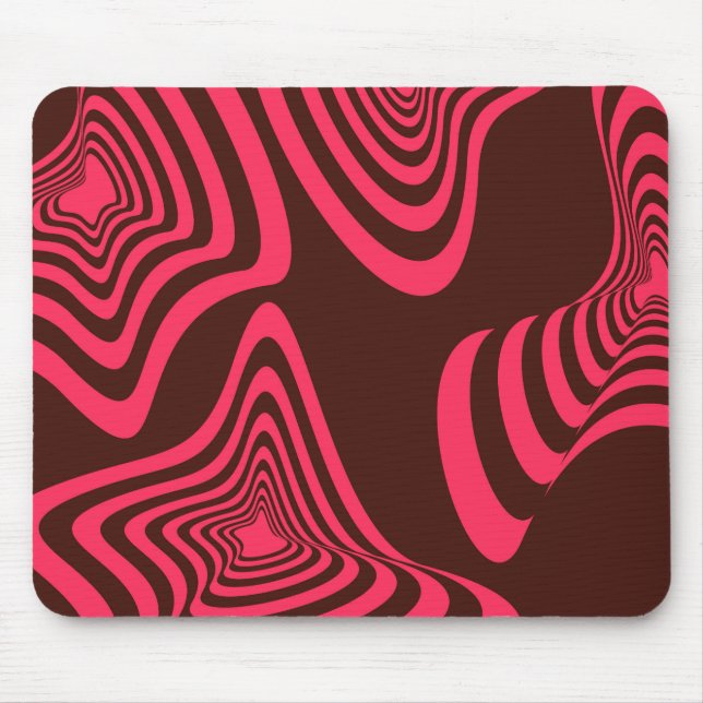 Pink, optic, trendy, cool abstract geometric shape mouse pad (Front)
