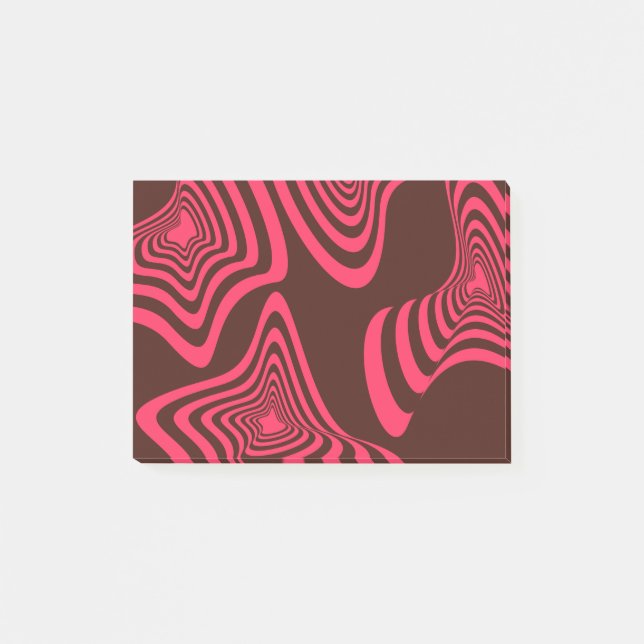 Pink, optic, trendy, cool abstract geometric shape post-it notes (Front)