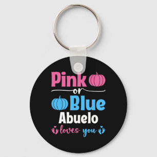 Pink Or Blue Abuelo Loves You Pumpkin Gender Revea Key Ring