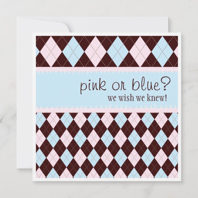 Pink or Blue Argyle Neutral Boy Girl  Baby Shower Invitation (Front)