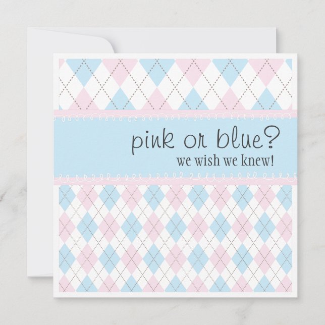 Pink or Blue Argyle Neutral Boy Girl  Baby Shower Invitation (Front)