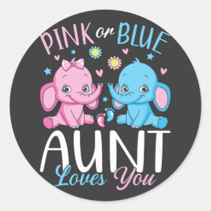Pink Or Blue Aunt Loves You Elephant Baby Classic Round Sticker