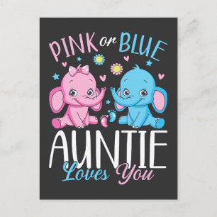 Pink Or Blue Auntie Loves You Elephant Baby Postcard
