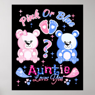 Pink Or Blue Auntie Loves You Poster