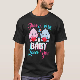 Pink Or Blue Baby Loves You Elephants Baby Gender T-Shirt