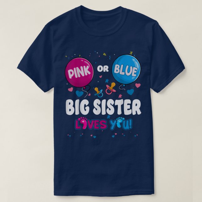 Pink or Blue Balloon Big Brother Loves You Gender  T-Shirt (Design Front)